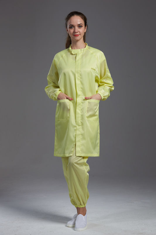 Anti Static ESD labcoat smock Resuable Class1000 with straight open zipper stand collar