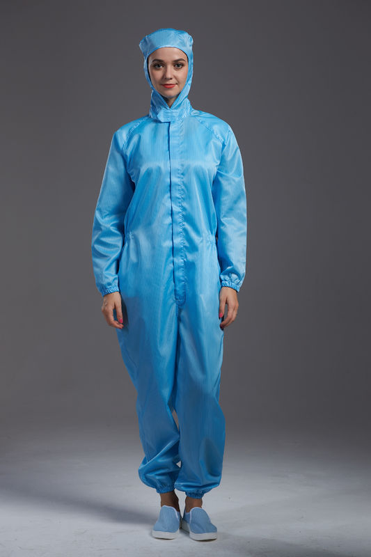 Cleanroom Garment Resuable Autoclave hooded Coverall small blue durable resuable in Pharmaceutical Workshop