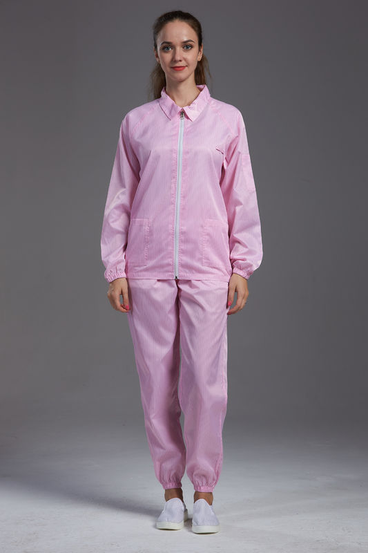Reusable Pink Clean Room Garments Anti Static For Optical Production Workshop