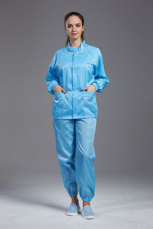 Reusable Food Industry Uniforms , Blue Anti Static Workwear Clothing