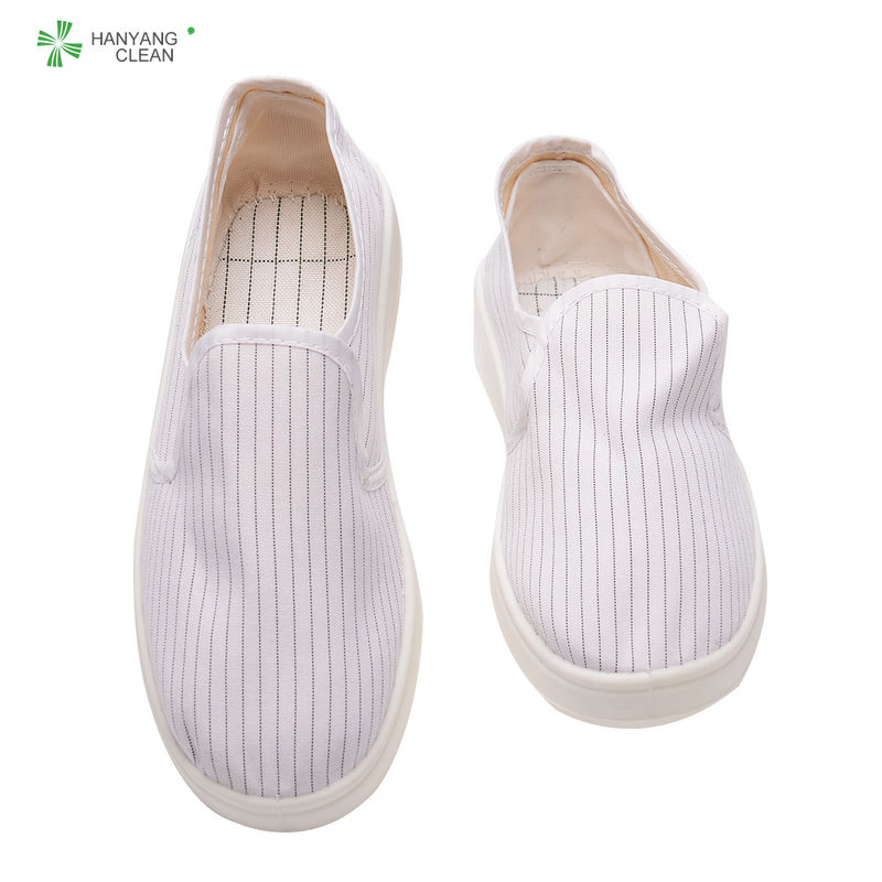 Cleanroom stripe blue canvas PVC sole anti slip shoe esd antistatic lab shoes for pharmaceutical factory