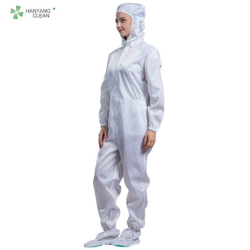 Anti Static ESD Reusable Sterile Clean Room Coveralls With Hood Boots Conductive Fiber