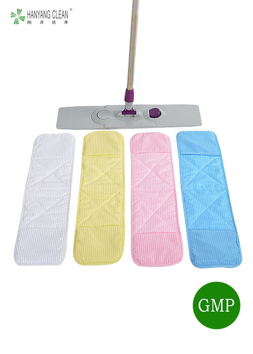 Cleanroom Mop Removable Replaceable Microfiber Stainless Steel in Pharmaceutical Workshop