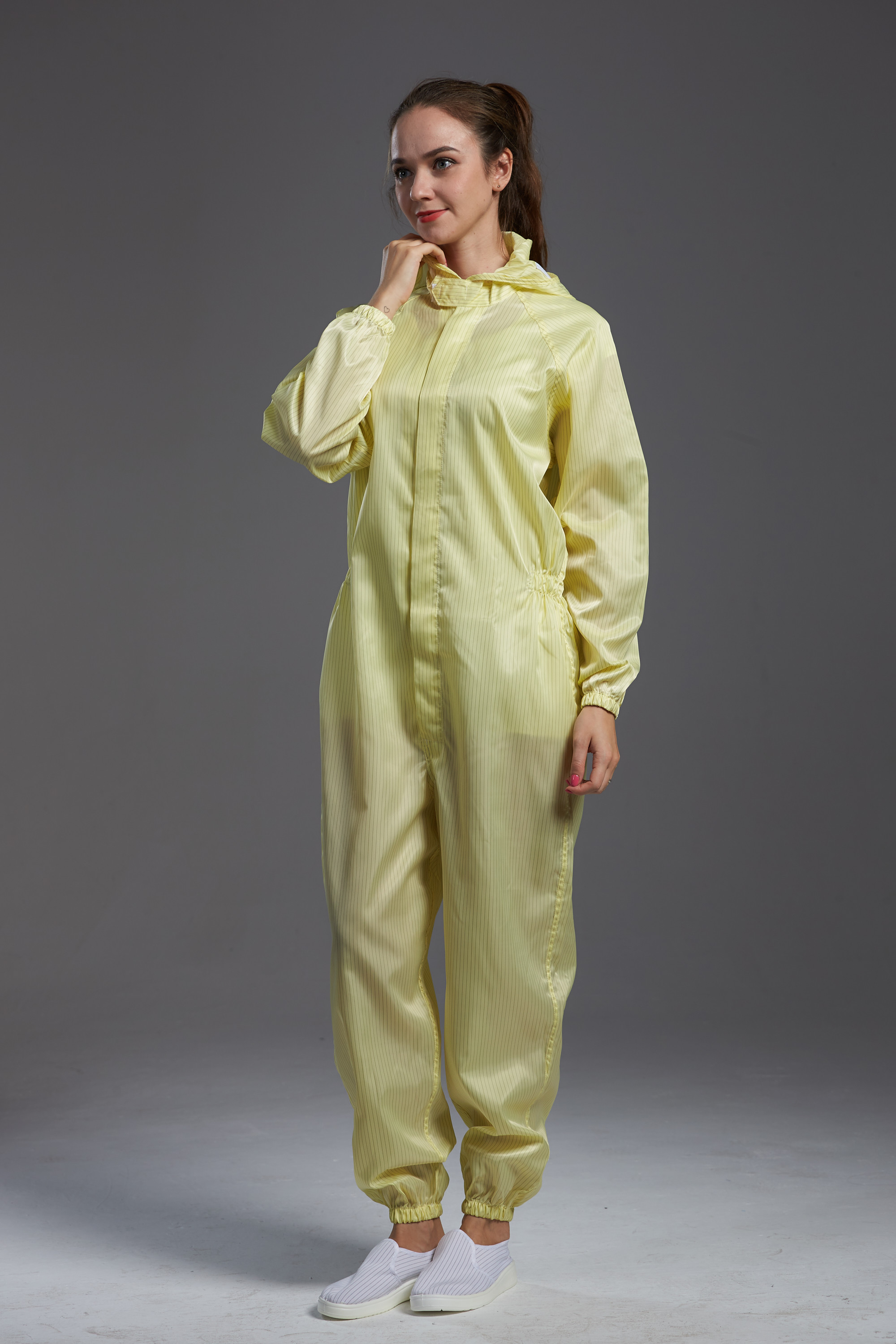 Polyester Anti-Static Work Jumpsuit for Women Men Reusable Anti-Dust Oil-Proof Coverall with Hood
