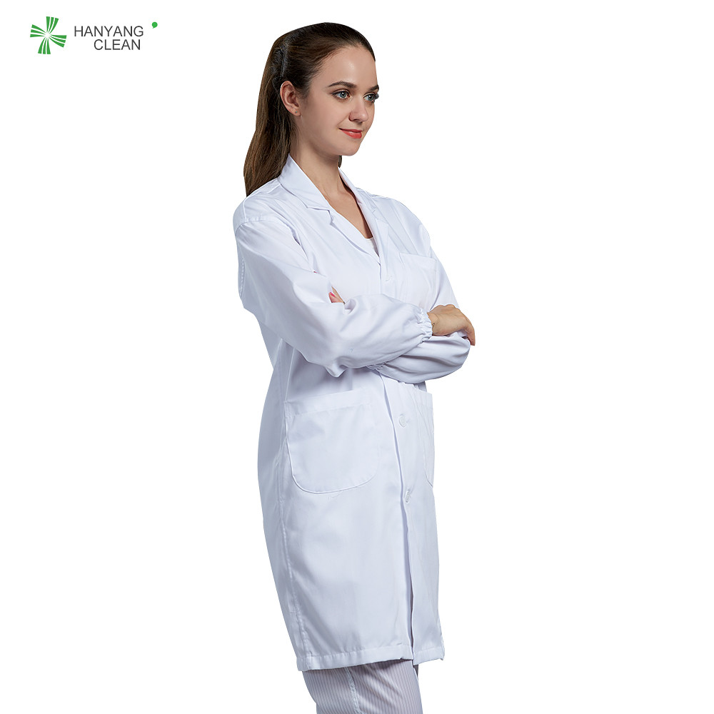 100 Polyster ESD Anti Static Clean Room Lab Coats White Color With
