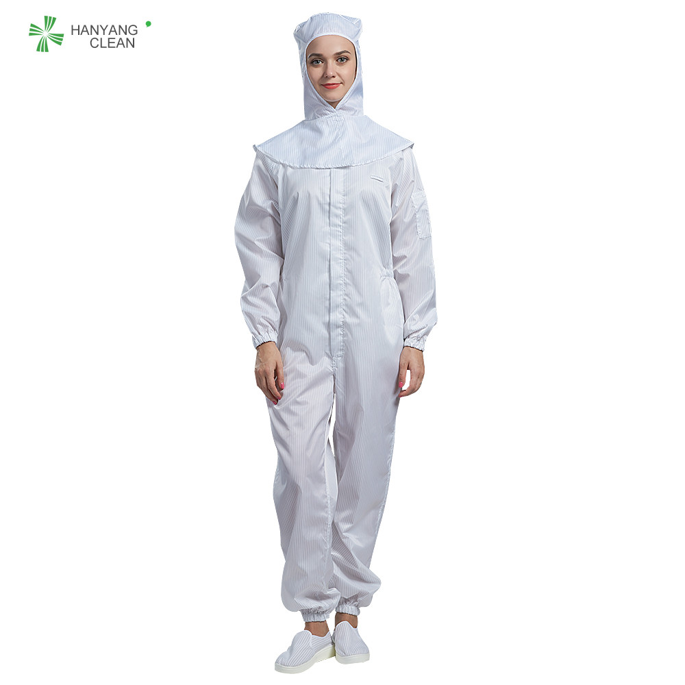 ESD Clean Room Garments Clean Room Coveralls Conductive Fiber With Dust
